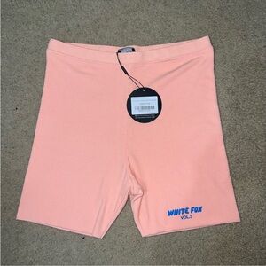 White Fox Boutique Apricot Ice Ribbed Biker Shorts